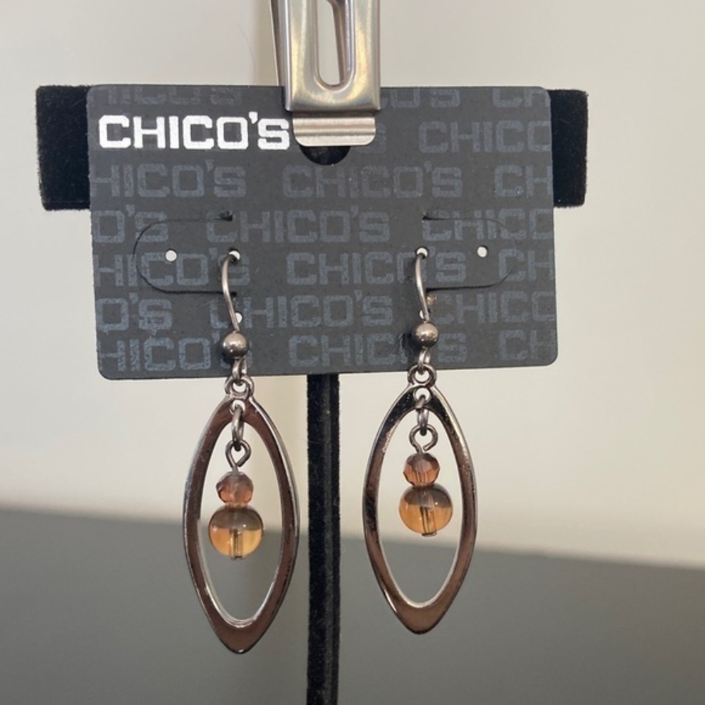 Chico's Amber and Bronze Oval Earrings